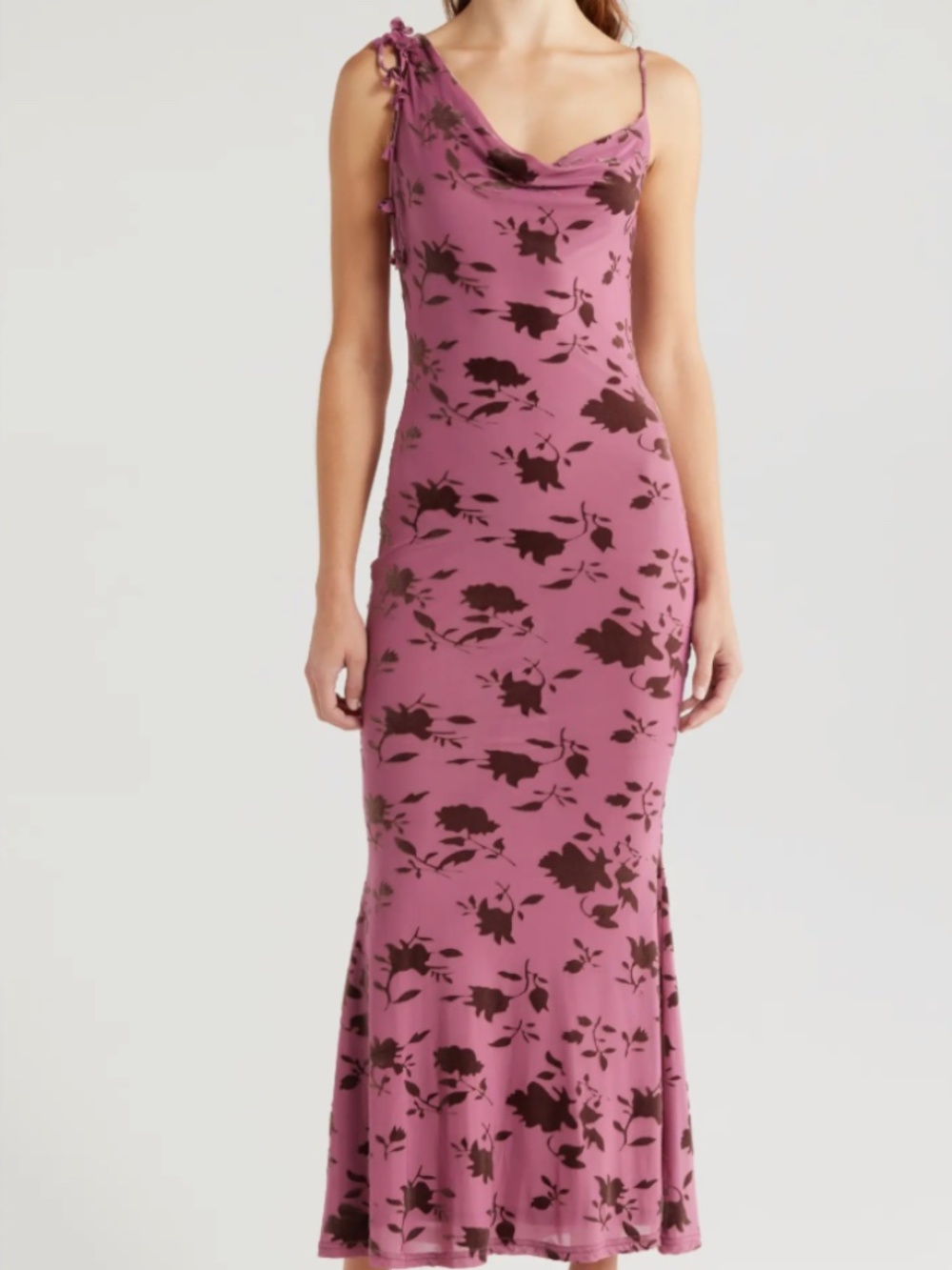 Rare London Devore Cowl Neck Maxi Dress size large